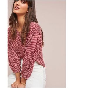 Anthropologie Crimson Striped Top by Anamá